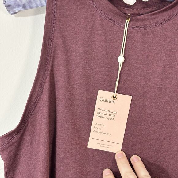 Quince Women Essential Run Cropped Muscle Tank Sleeveless Top Maroon S NWT - Picture 4 of 5